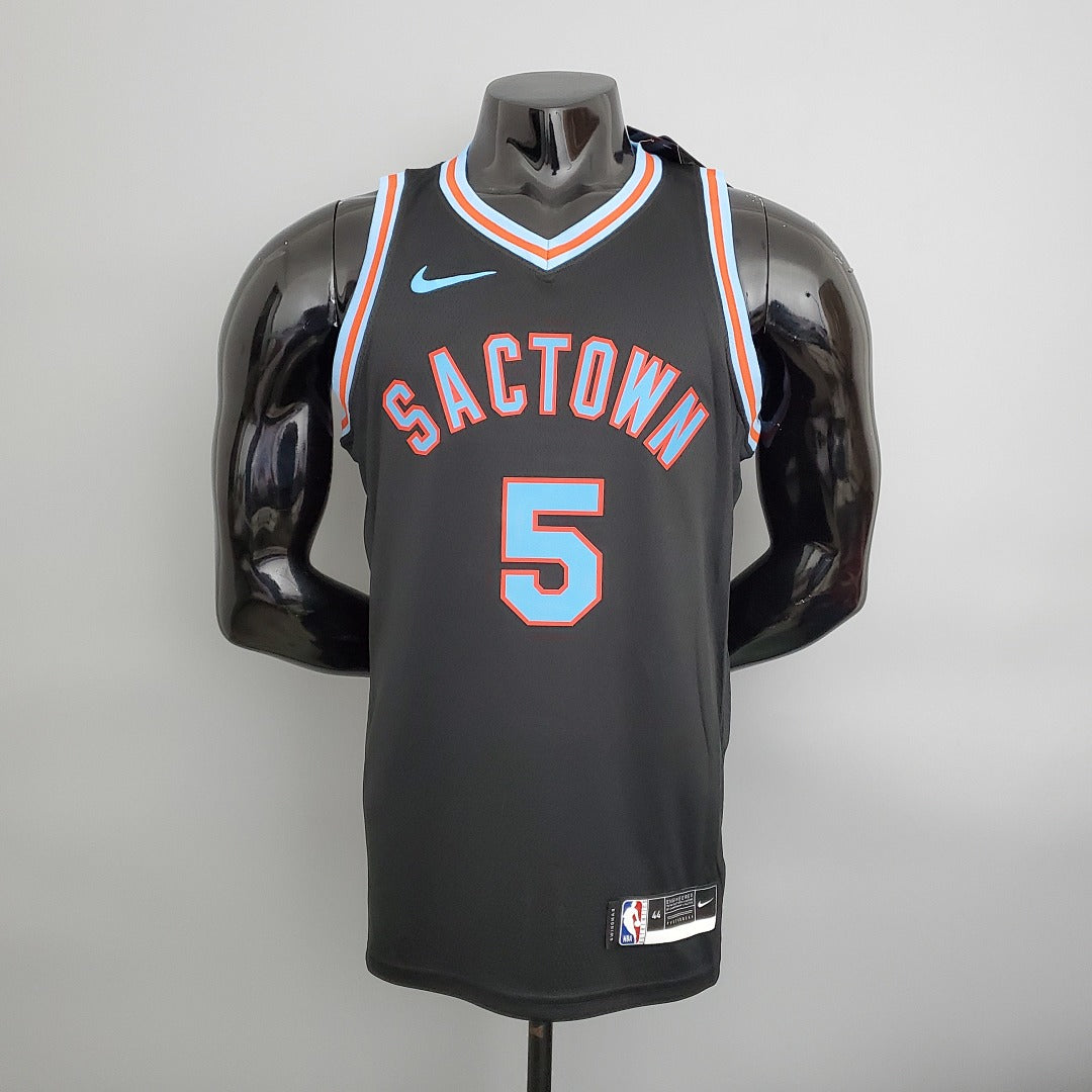 Maillot 2021 Kings Fox#5 City Édition Noir NBA