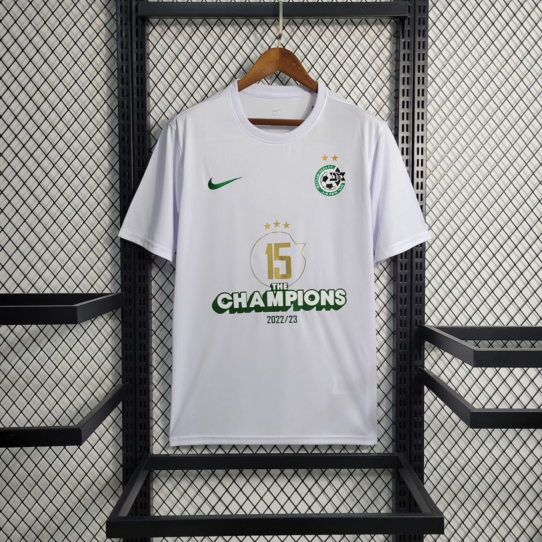 Maillot 23 24 Maccabi Blanc Champion