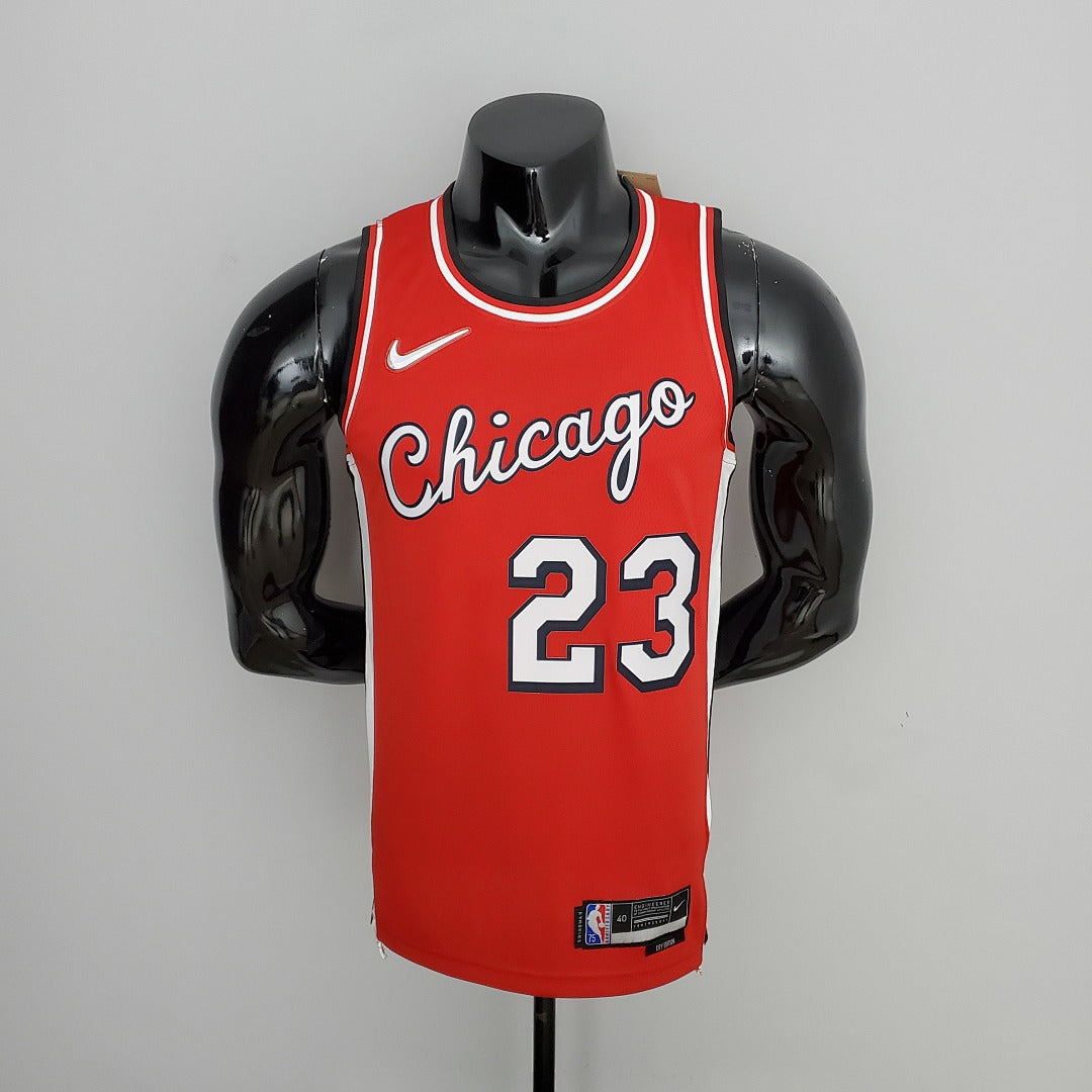 Maillot 75th Anniversaire 2022 Saison Chicago Bulls JDRDAN#23 City Édition Rouge NBA