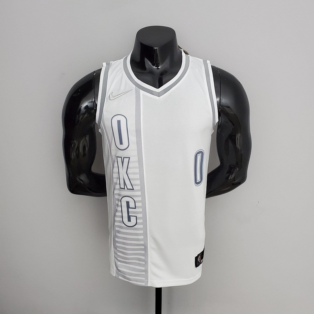 Maillot 75th Anniversaire 2202 Saison Oklahoma City Thunder WESTBROOK#0 City Édition Blanc NBA