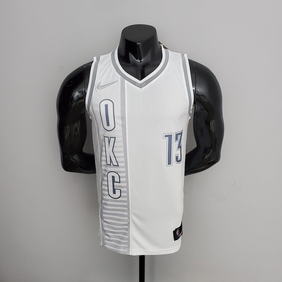 Maillot 75th Anniversaire 2202 Saison Oklahoma City Thunder GEORGE#13 City Édition Blanc NBA