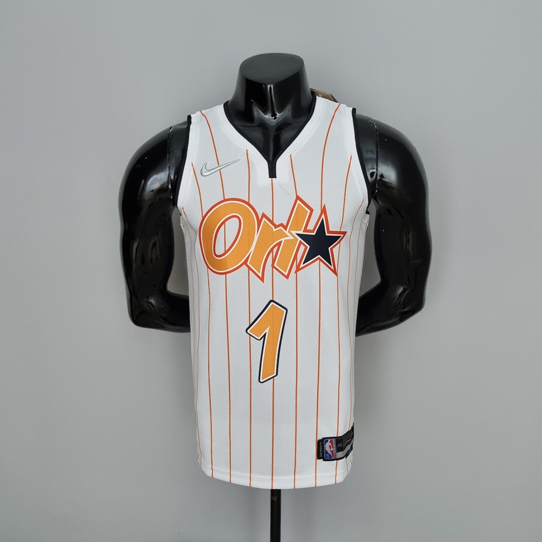 Maillot 75th Anniversaire Orlando Magic McGrady #1 Blanc and Orange NBA