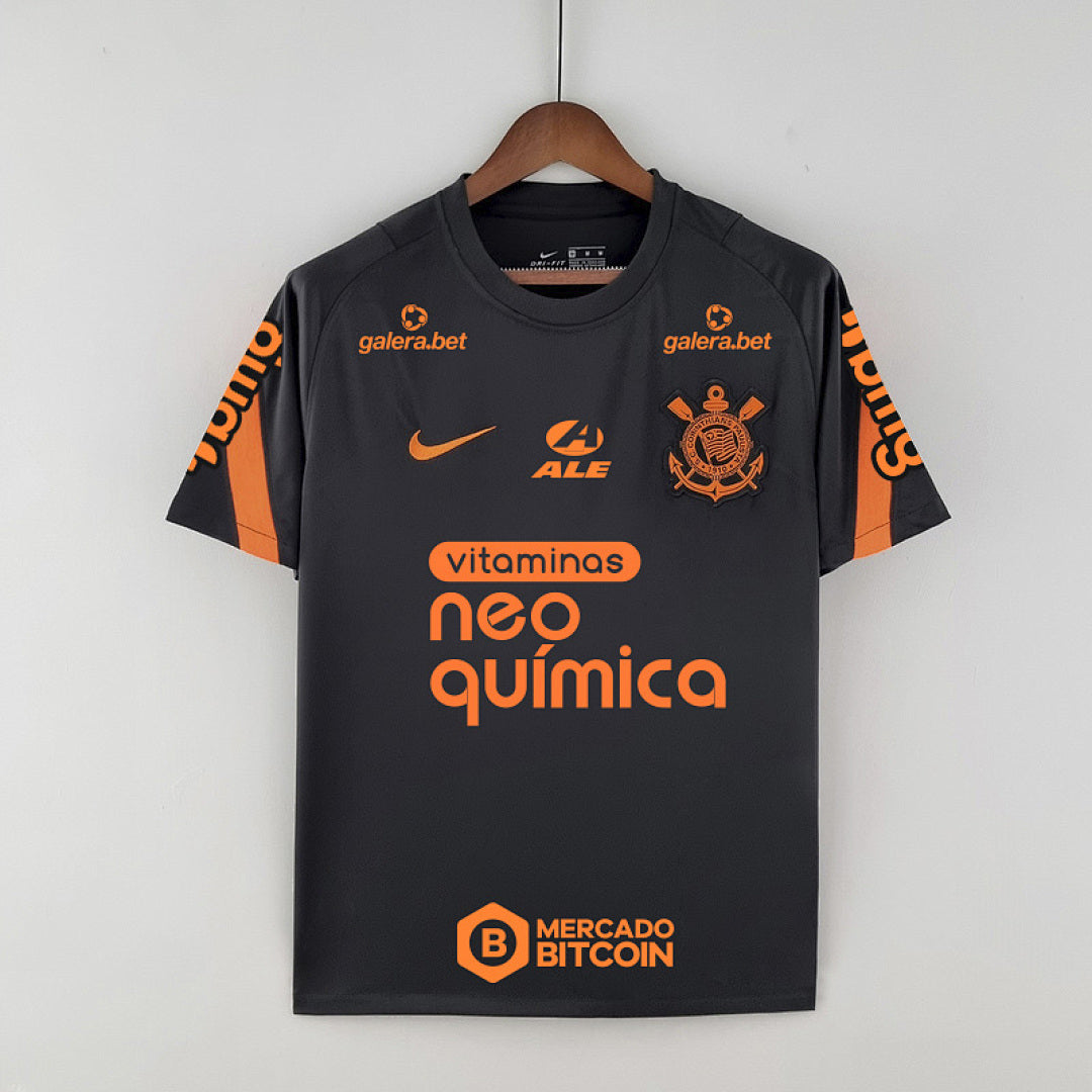 Maillot Avant match Entraînement 22/23 all sponsors Corinthians Noir