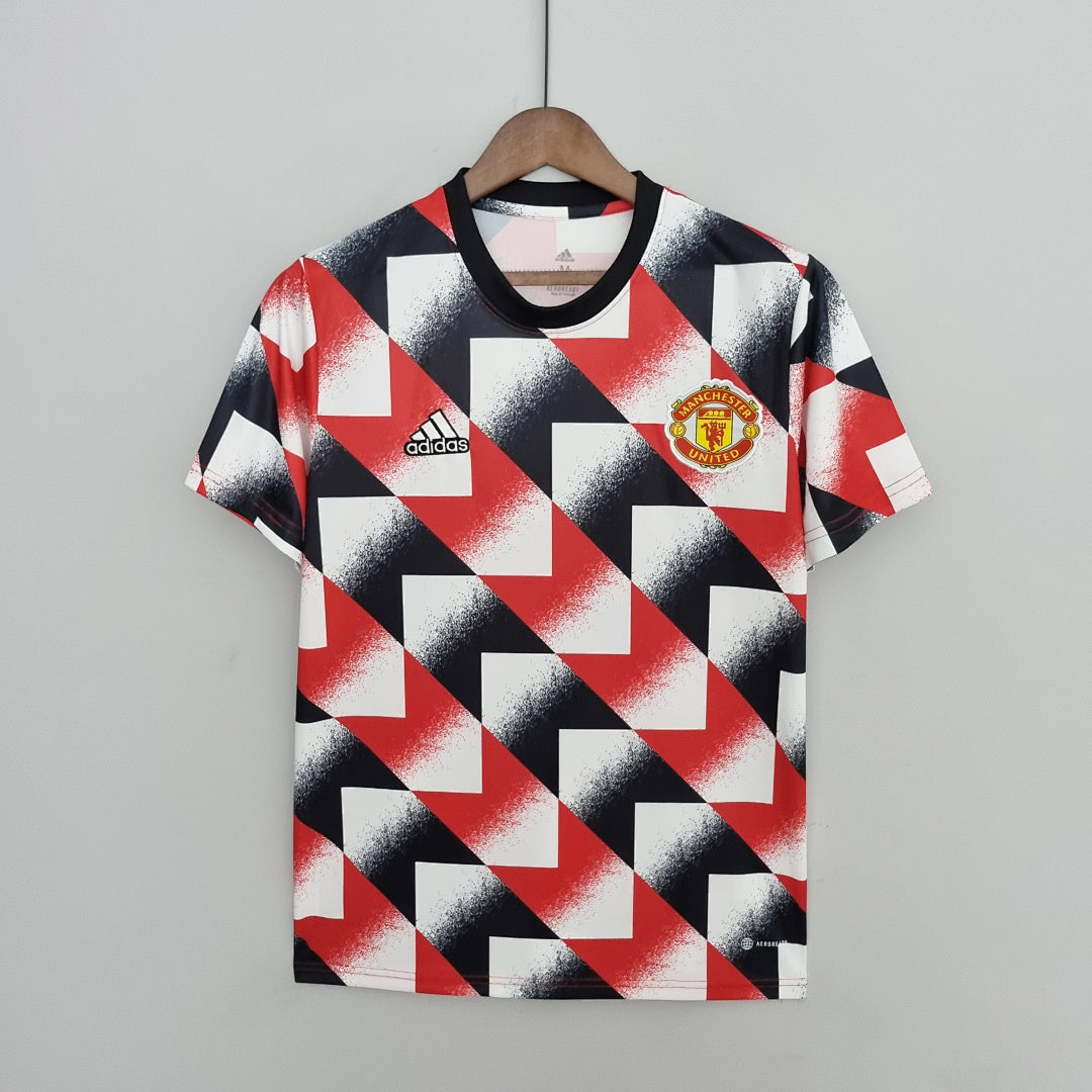 Maillot Entraînement 22/23 M U Suit Rouge Blanc Noir Geometric Pattern