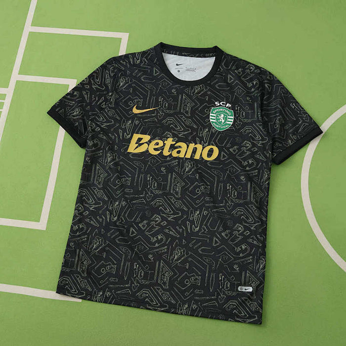 Maillot Entraînement 2526 Saison Sporting CP Noir shirt Fan version
