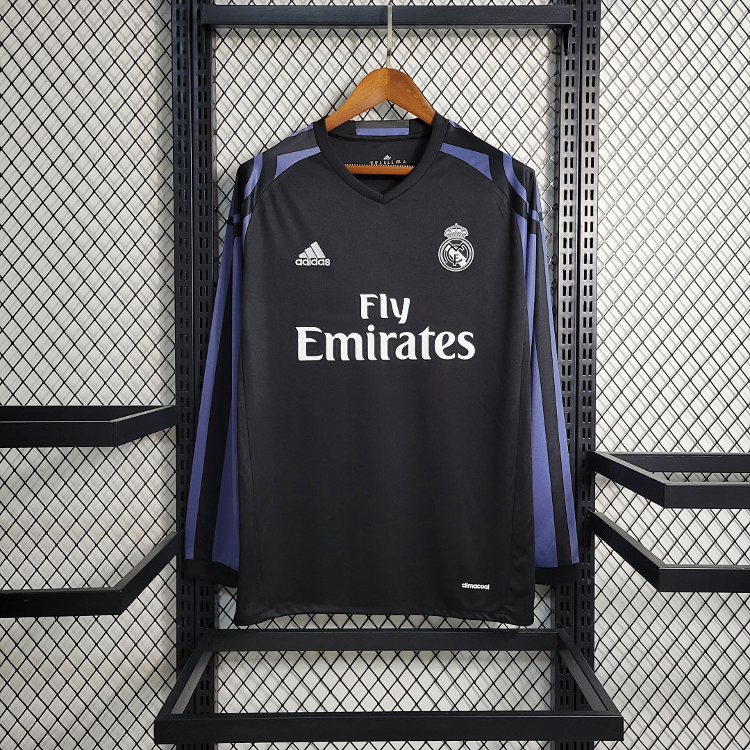 Maillot Extérieur Rétro Manches Longues 16 17 Real Madrid Second