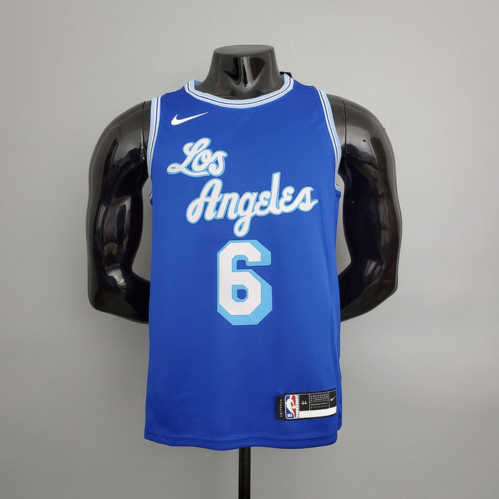 Maillot Rétro 2021 James#6 Lakers Bleu NBA