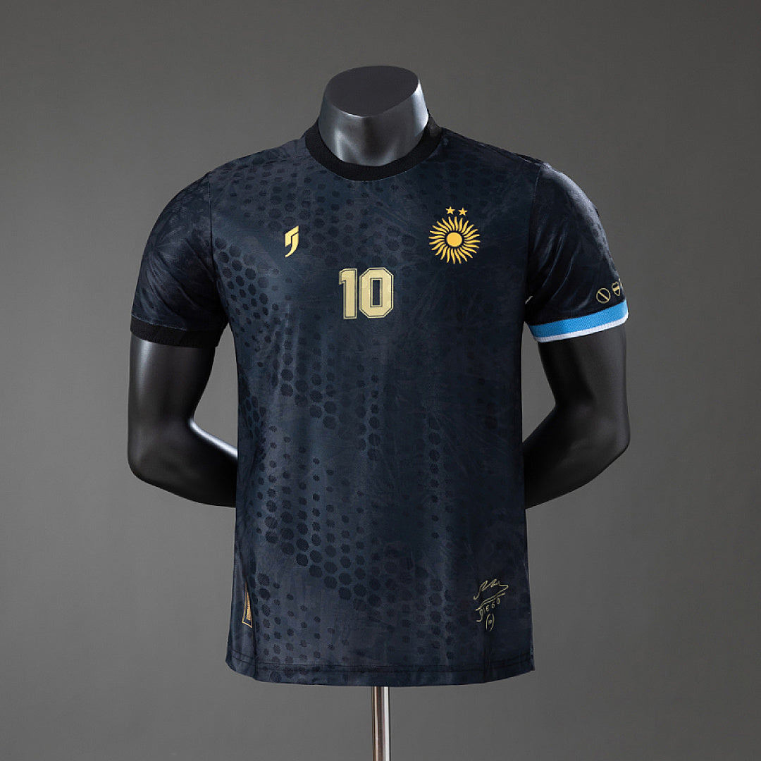 Maillot Version Joueur Édition Spéciale Argentine Maradona #10 Édition Noir