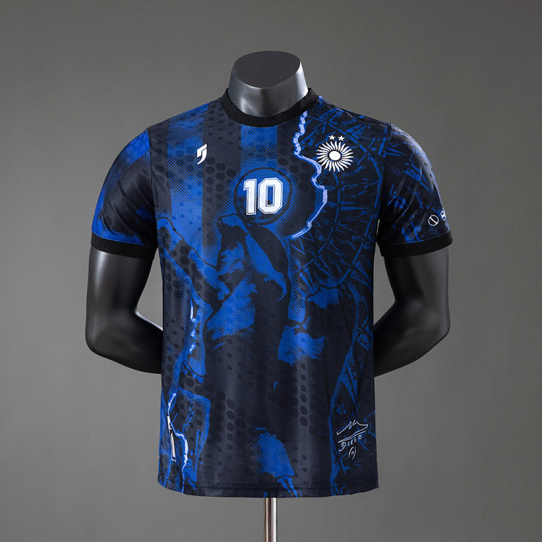 Maillot Version Joueur Édition Spéciale Argentine Maradona #10 Édition Bleu