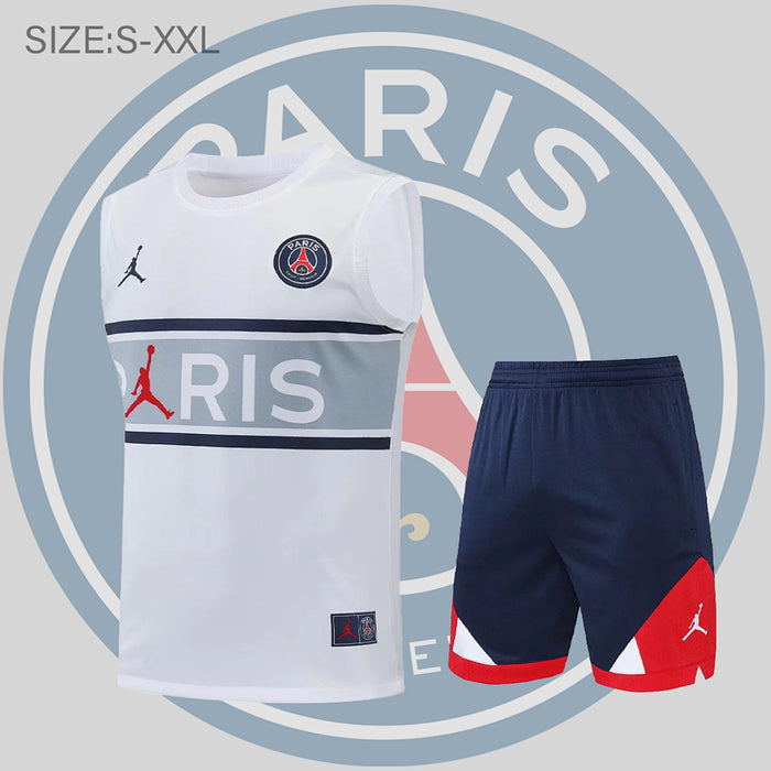 Ensemble Entraînement 22/23 PSG vest kit Blanc Gris stripe