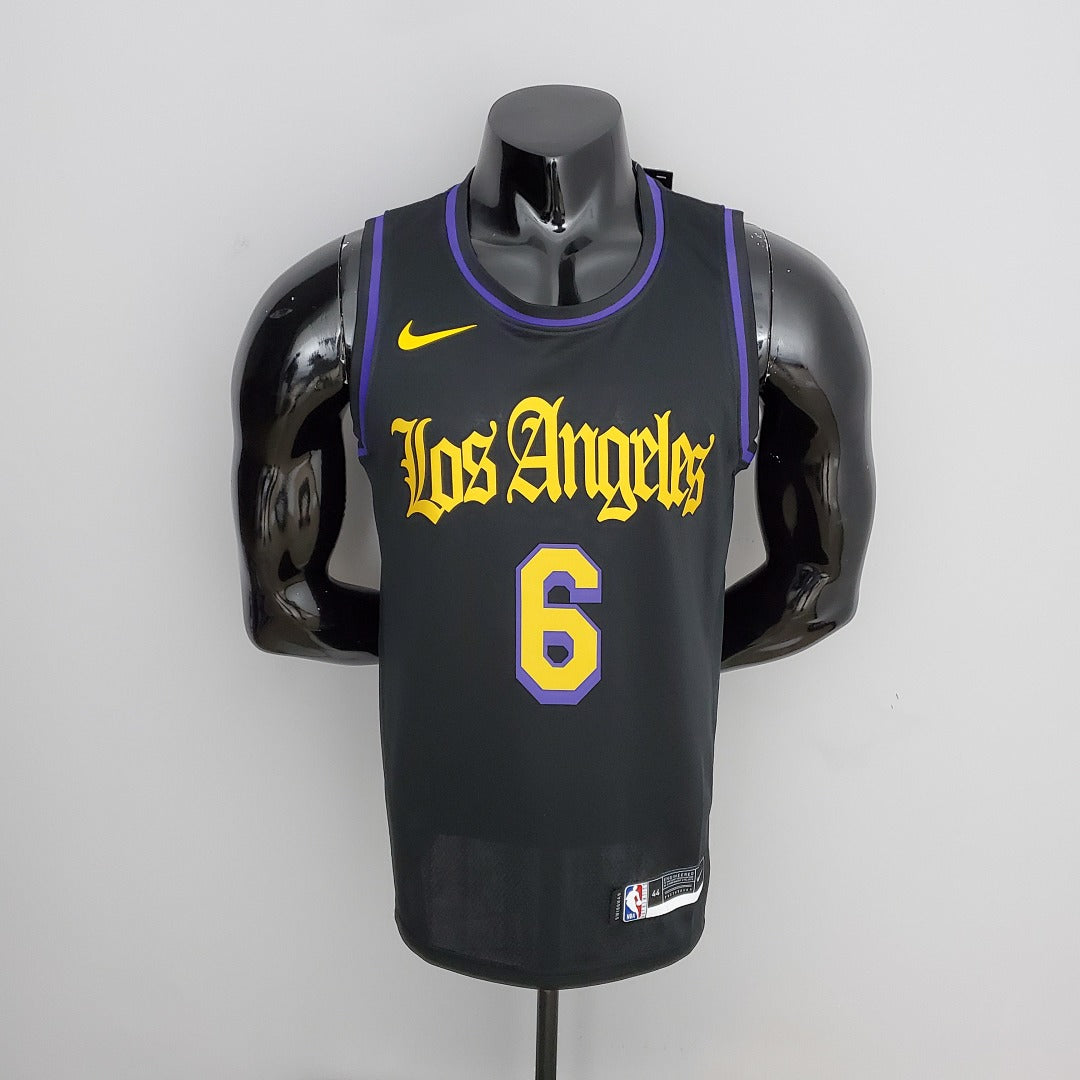 Maillot 2021 JAMES#6 Los Angeles Lakers Noir Latin Noir NBA
