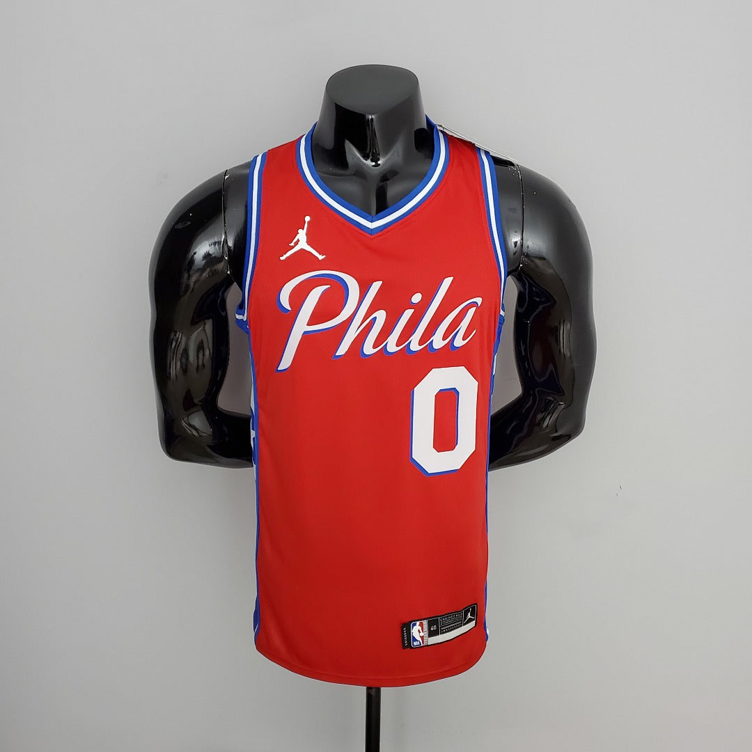 Maillot 2021 MAXEY#0 76ers Jordan Themed Rouge NBA
