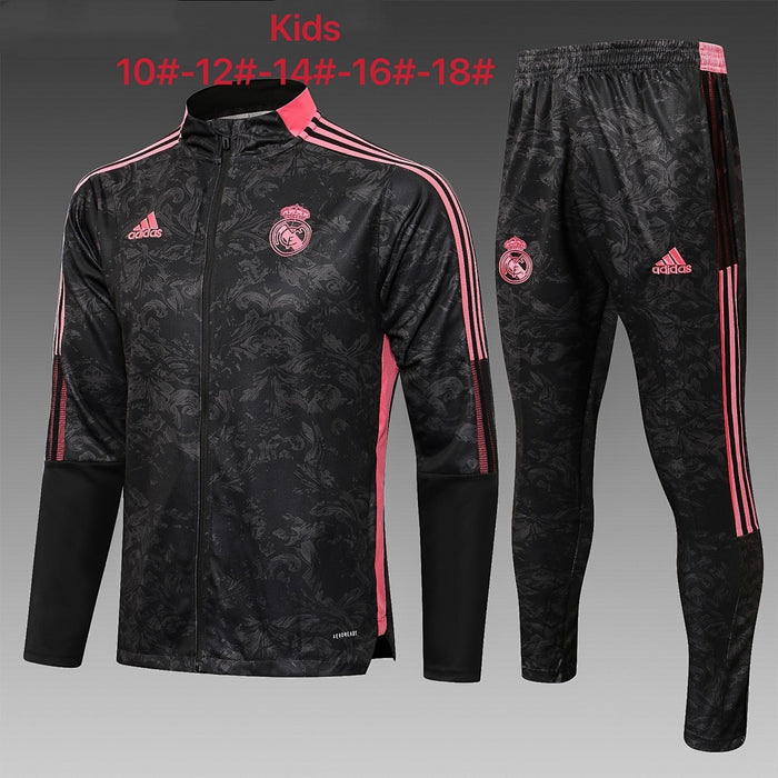 Maillot 2122 long pull Real Madrid Noir children's wear (Rouge edge)