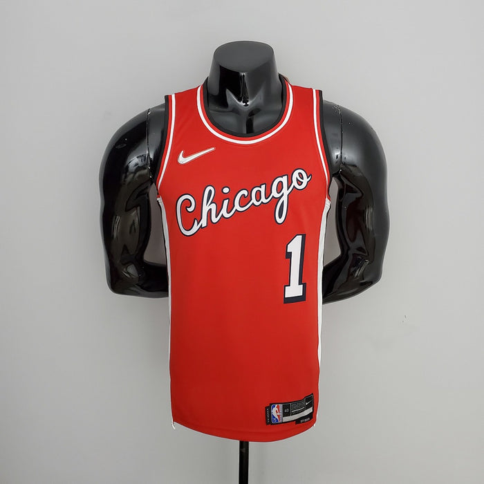 Maillot 75th Anniversaire 2022 Saison Chicago Bulls ROSE#1 City Édition Rouge NBA
