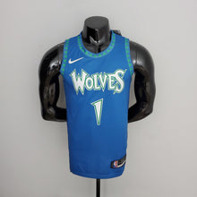 Maillot 75th Anniversaire 2202 Saison EDWARDS#1 Minnesota Timberwolves City Édition Bleu NBA