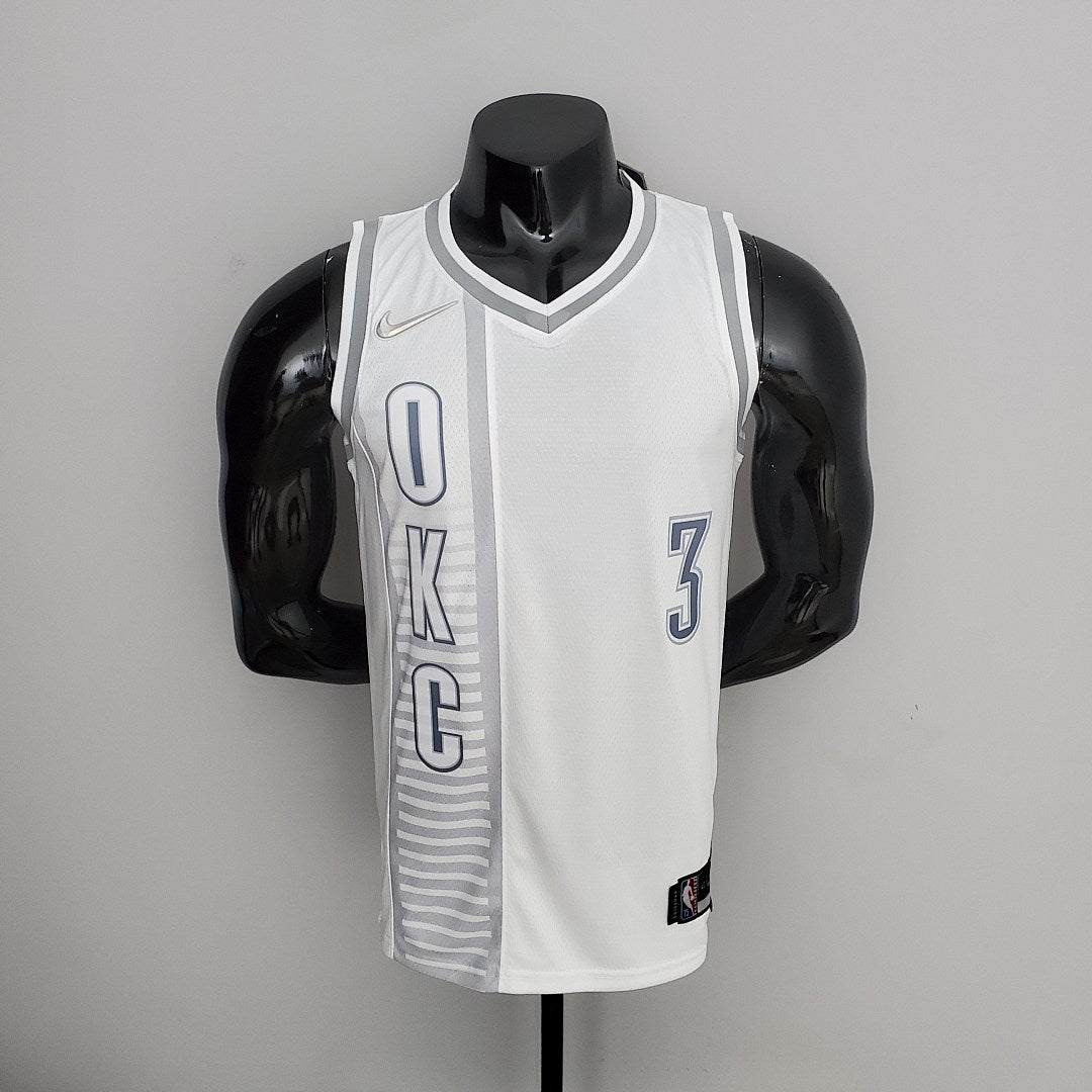 Maillot 75th Anniversaire 2202 Saison Oklahoma City Thunder PAUL#3 City Édition Blanc NBA