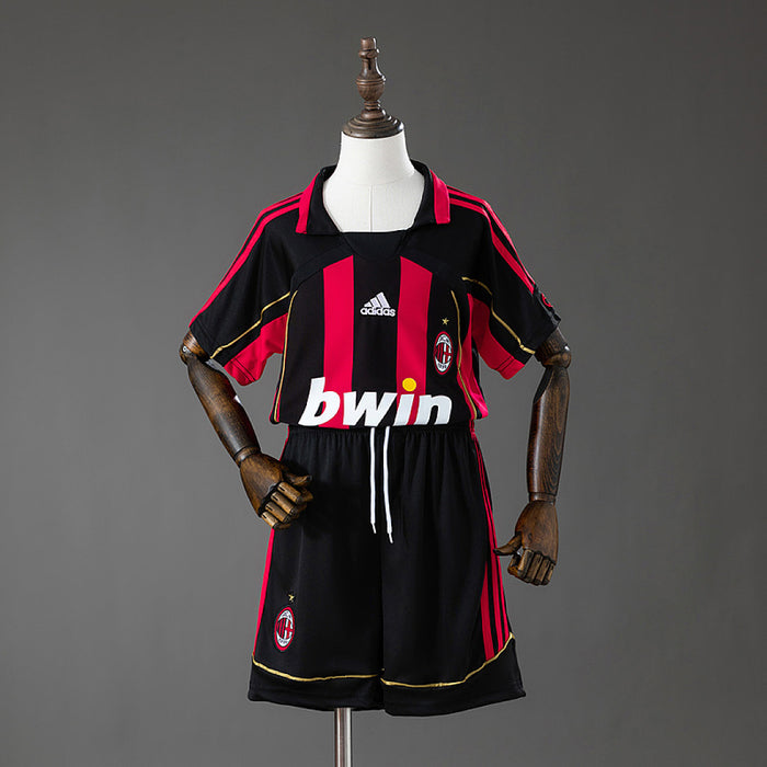 Maillot Domicile Rétro AC Milan 06/07 Enfant Kit