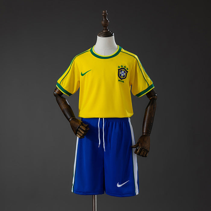 Maillot Domicile Rétro Brésil 1998 Enfant Kit