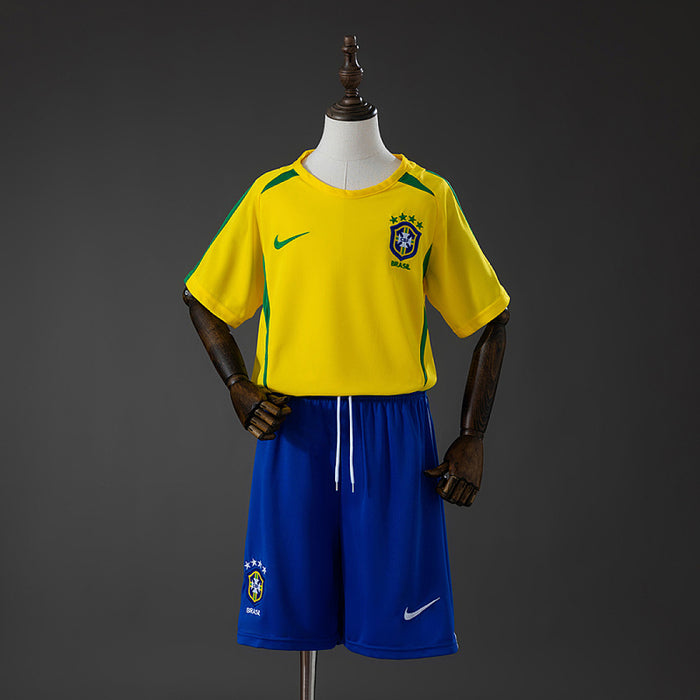 Maillot Domicile Rétro Brésil 2002 Enfant Kit