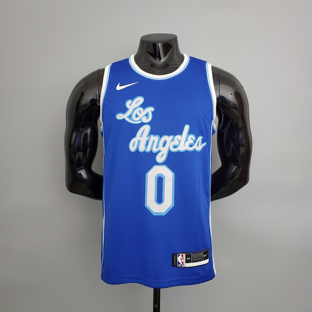 Maillot Lakers Westbrook#0 Latin Night (High Head) Bleu NBA