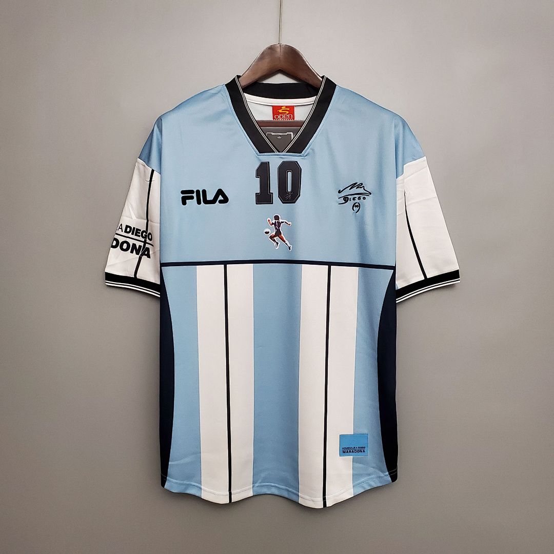 Maillot Rétro 2001 Argentine Maradona #10 Commemorative Édition