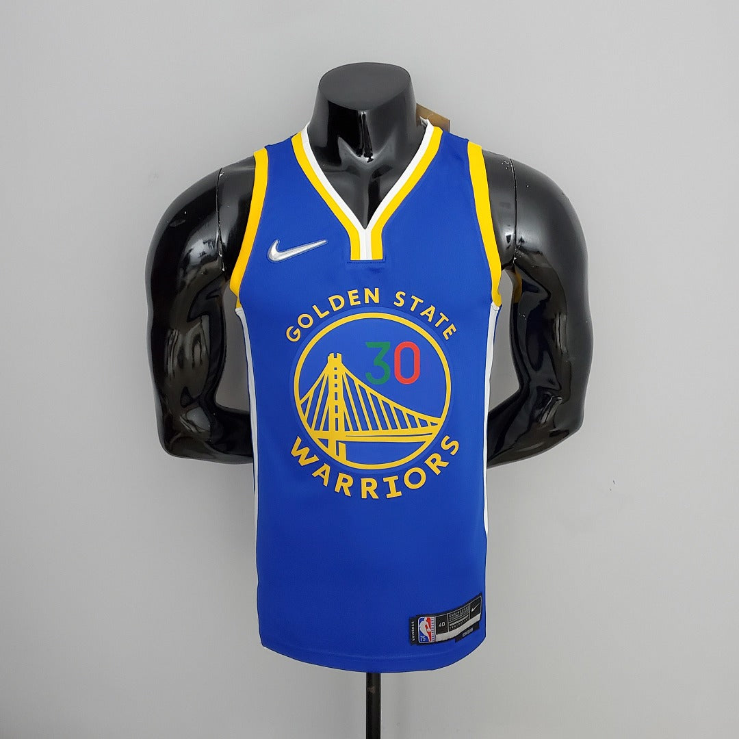 Maillot Rétro 75th Anniversaire Golden State Warriors CURRY#30 Mexique Bleu NBA