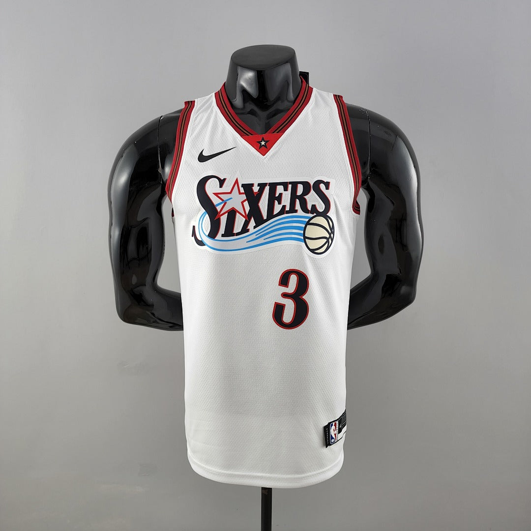 Maillot Rétro Philadelphia 76ers Iverson #3 big meteor Blanc NBA