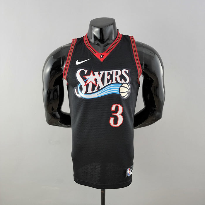 Maillot Rétro Philadelphia 76ers Iverson #3 big meteor Noir NBA