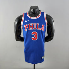 Maillot Rétro Philadelphia 76ers Iverson #3 crew neck Bleu NBA