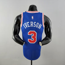 Maillot Rétro Philadelphia 76ers Iverson #3 crew neck Bleu NBA