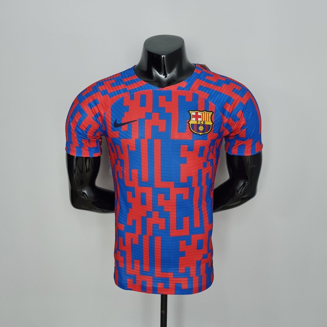 Maillot Version Joueur Avant match 22/23 Barcelona suit Rouge and Bleu