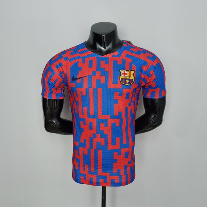 Maillot Version Joueur Avant match 22/23 Barcelona suit Rouge and Bleu