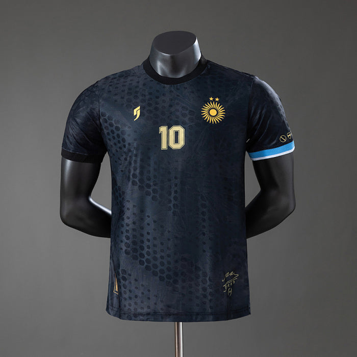 Maillot Version Joueur Édition Spéciale Argentine Maradona #10 Édition Noir