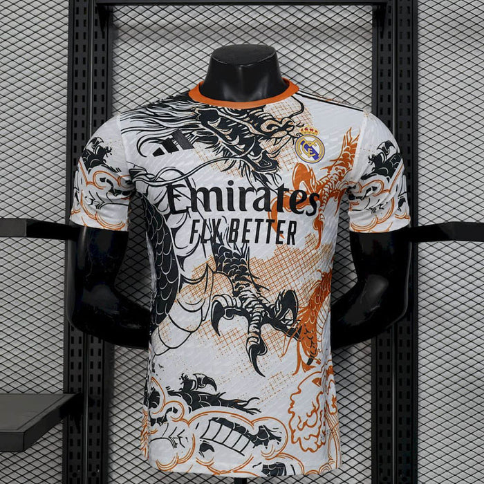 Maillot Version Joueur Real Madrid 2025/26 Noir and Blanc dragon version